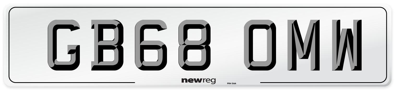 GB68 OMW Number Plate from New Reg